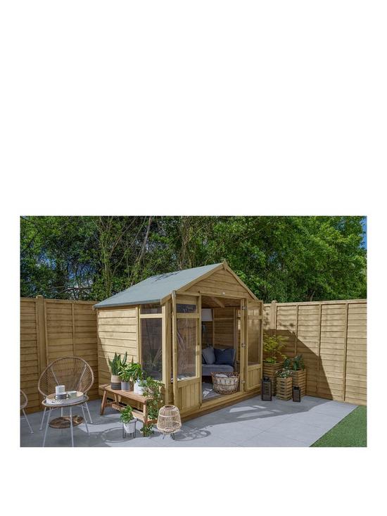 front image of forest-8x6ft-oakley-summerhouse-overlap-pressure-treated