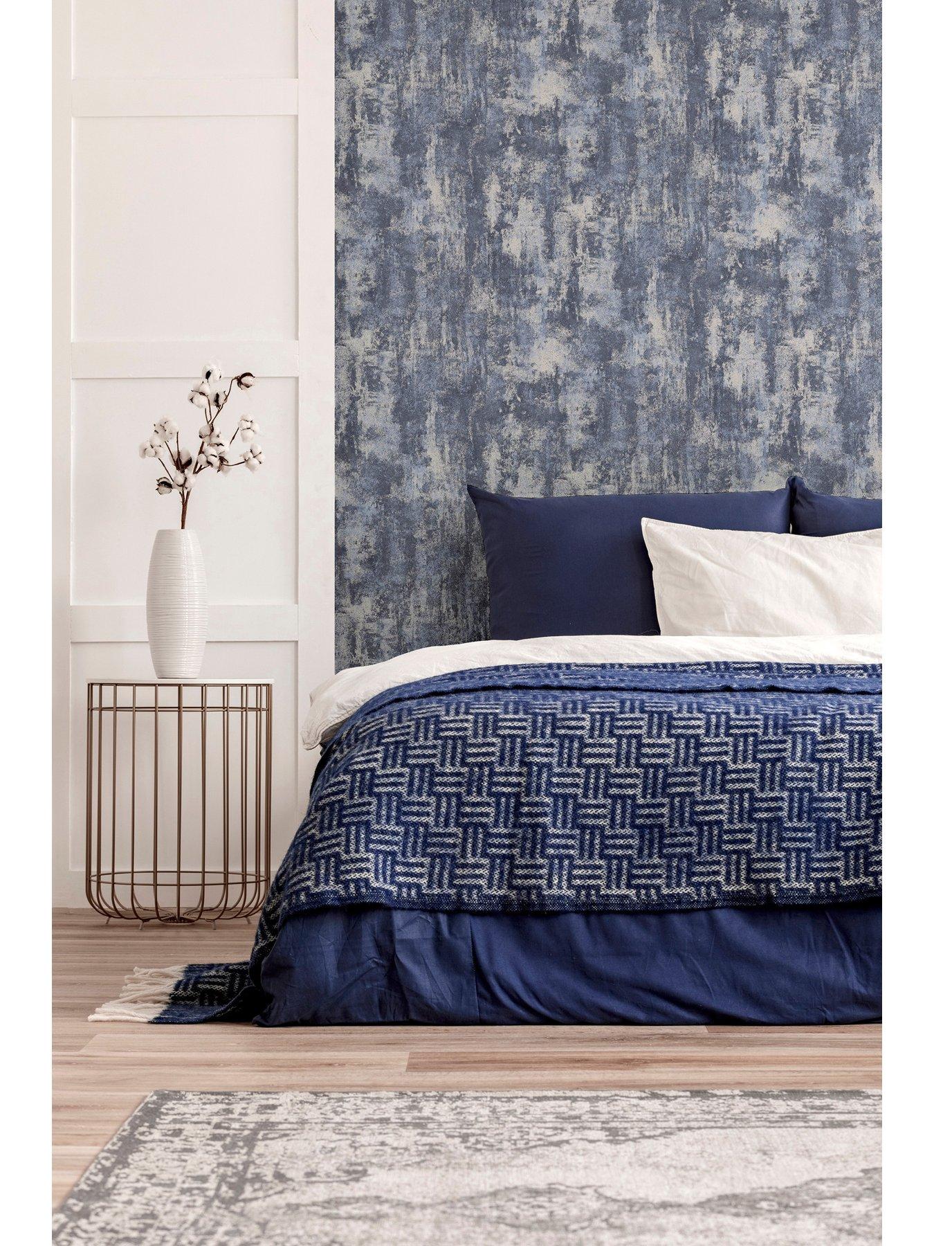  image of arthouse-stone-textures-navysilver-wallpaper
