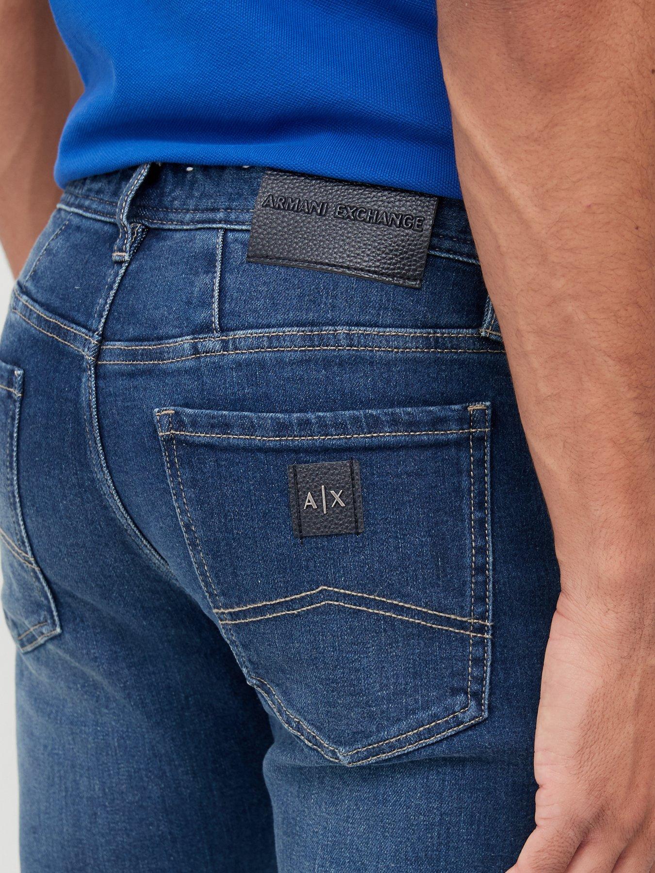  image of armani-exchange-j14-skinny-fitnbspjeans-mid-washnbsp