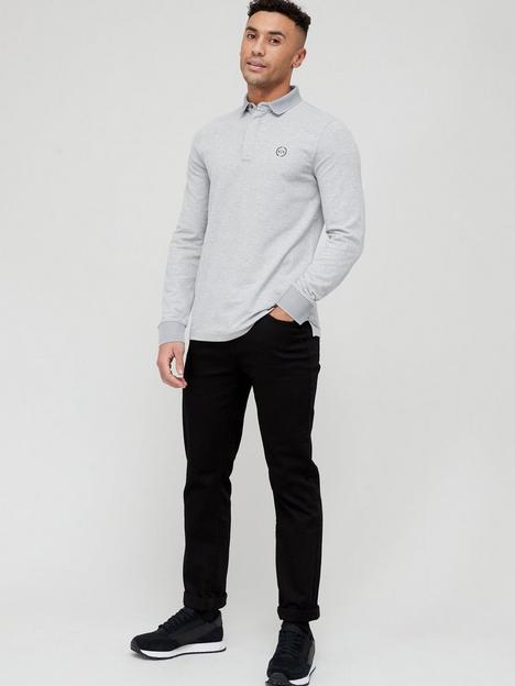 armani-exchange-long-sleeve-logo-polo-shirt-grey