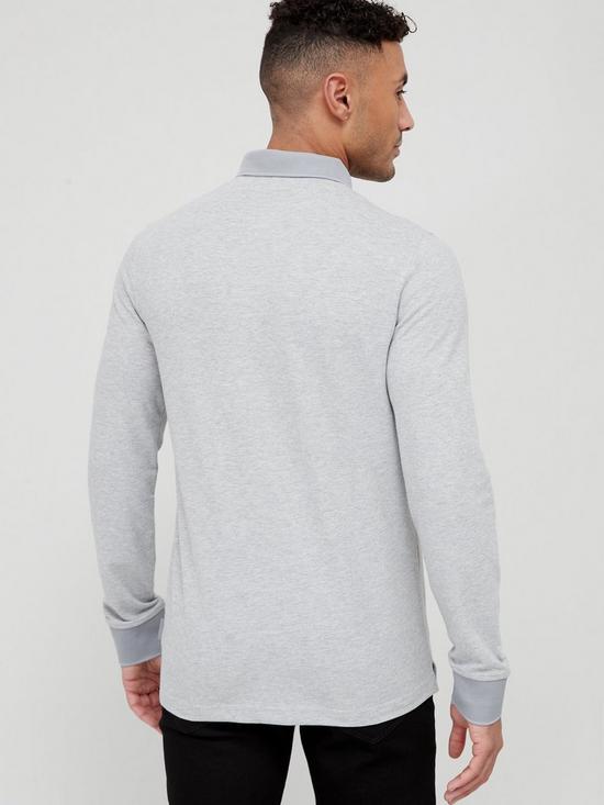 stillFront image of armani-exchange-long-sleeve-logo-polo-shirt-grey