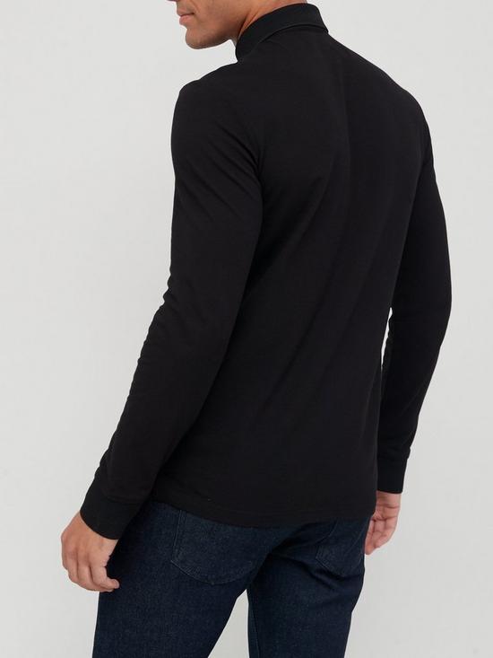 stillFront image of armani-exchange-long-sleeve-logo-polo-shirt-blacknbsp