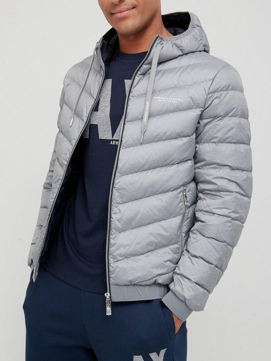 front image of armani-exchange-hooded-padded-down-fill-jacket-greynbsp