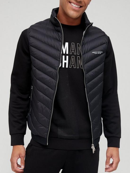 front image of armani-exchange-padded-down-fill-gilet-blacknbsp