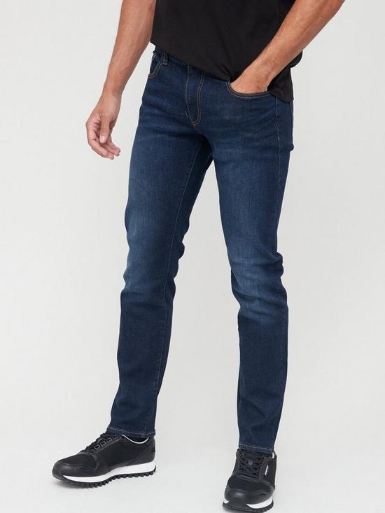 front image of armani-exchange-j13-slim-fit-jeans-dark-washnbsp