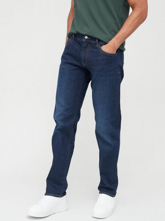 front image of armani-exchange-j16-straight-fit-dark-wash-jeans-dark-washnbsp