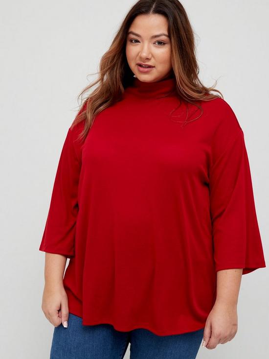 front image of v-by-very-curve-34-sleeve-turtle-neck-soft-touch-top-multinbsp