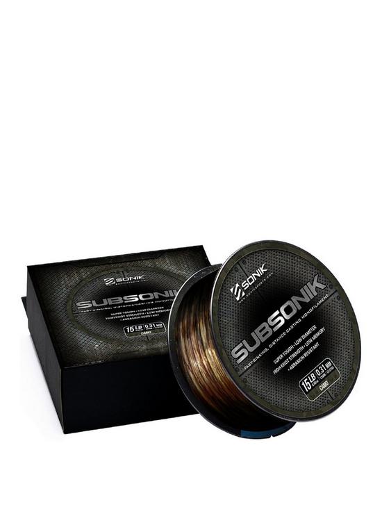 front image of sonik-subsonik-camo-fishing-line-all-breaking-strains-1200m