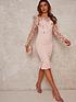  image of chi-chi-london-peplum-embroidered-lace-bodycon-dress-mink