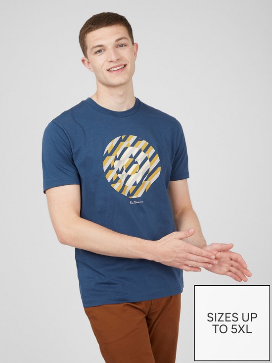 front image of ben-sherman-abstract-target-t-shirt-dark-bluenbsp