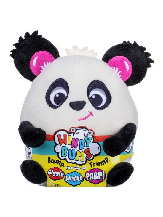 front image of windy-bums-cheeky-farting-soft-panda-toy-funny-gift