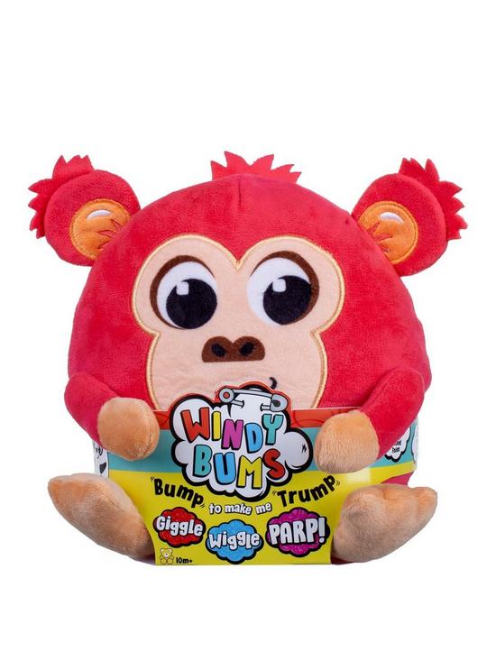 front image of windy-bums-cheeky-farting-soft-monkey-toy-funny-gift