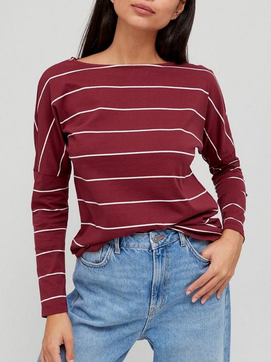 front image of v-by-very-dropped-shoulder-top-burgundy