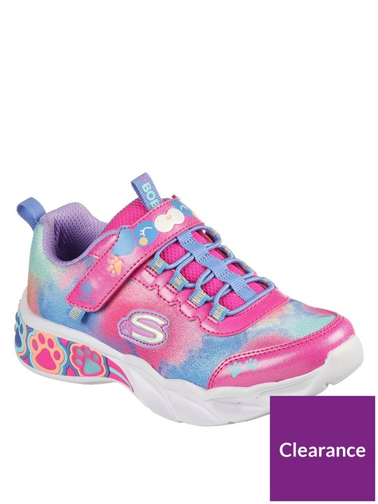 front image of skechers-pretty-paws-light-up-girls-trainers
