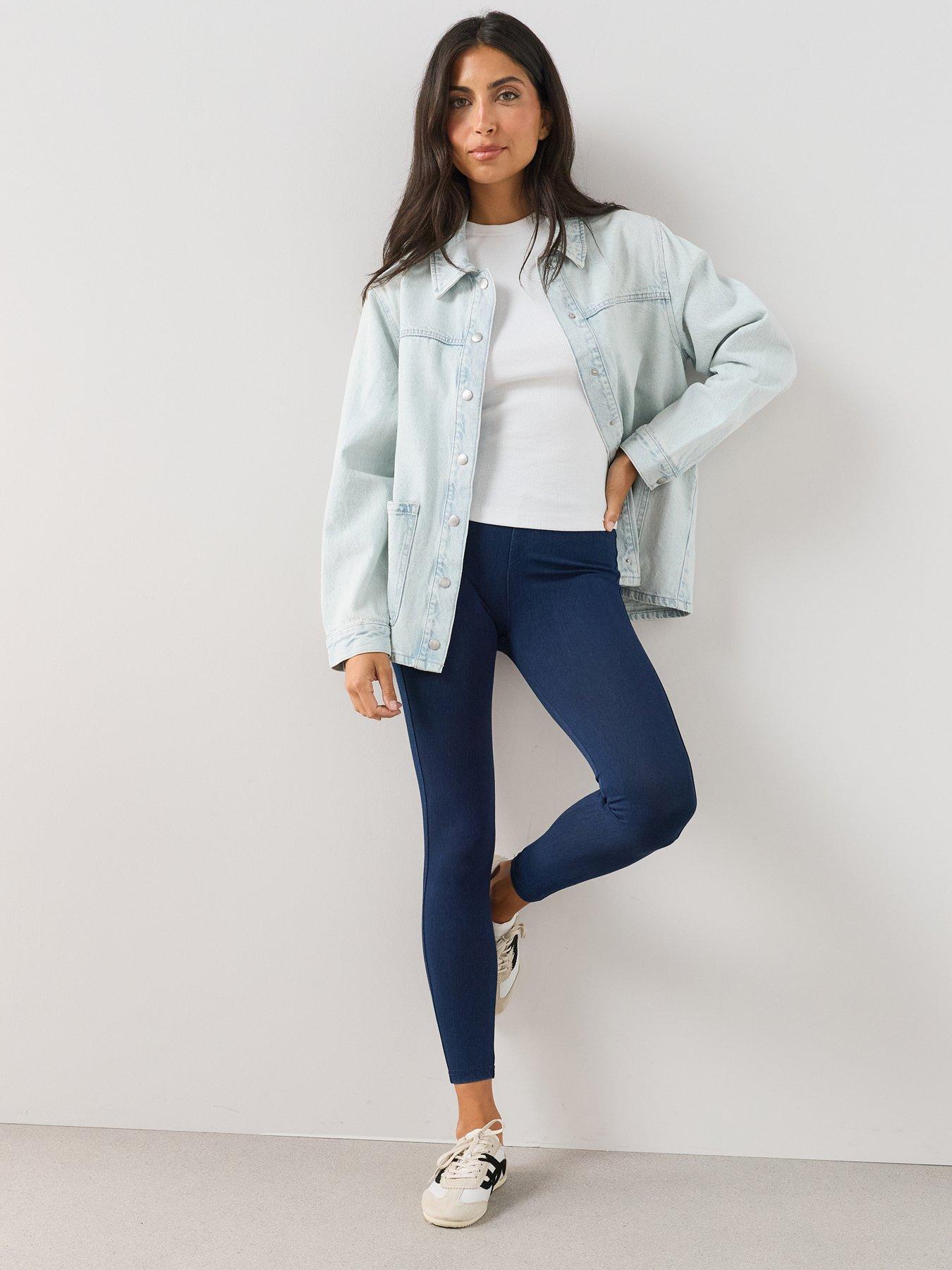 Image 1 of 7 of The Very Collection Womens Skinny Stretch Denim Look Leggings - Indigo