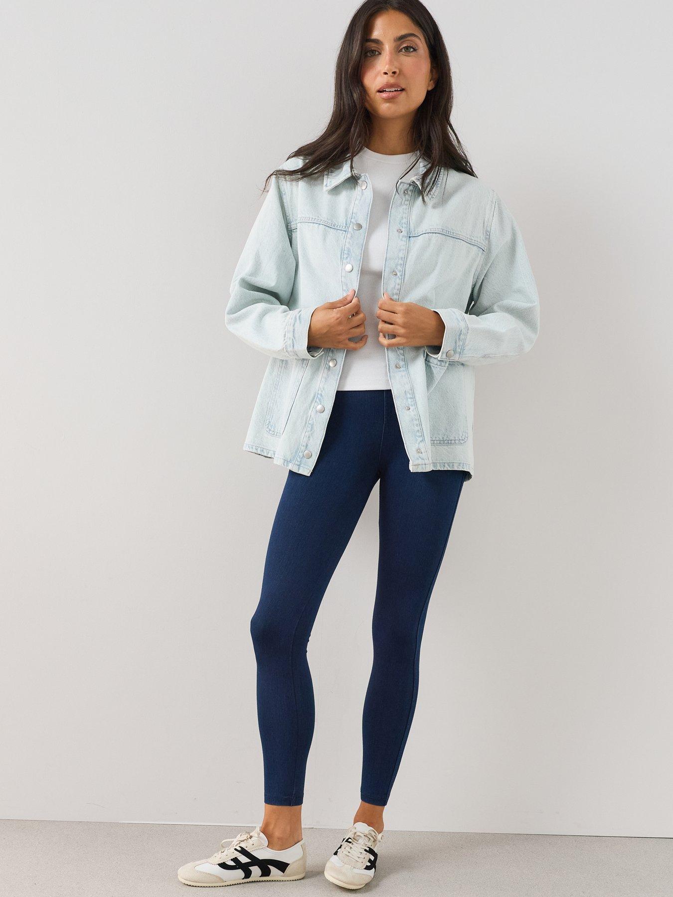 Image 3 of 7 of The Very Collection Womens Skinny Stretch Denim Look Leggings - Indigo