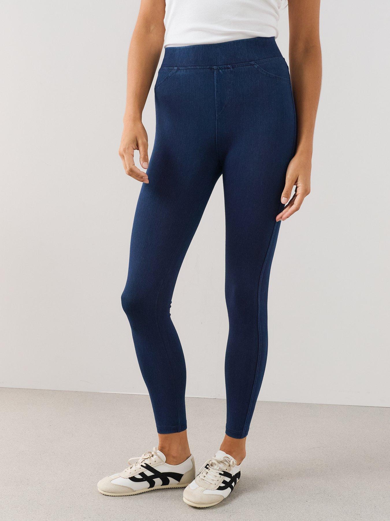 Image 4 of 7 of The Very Collection Womens Skinny Stretch Denim Look Leggings - Indigo