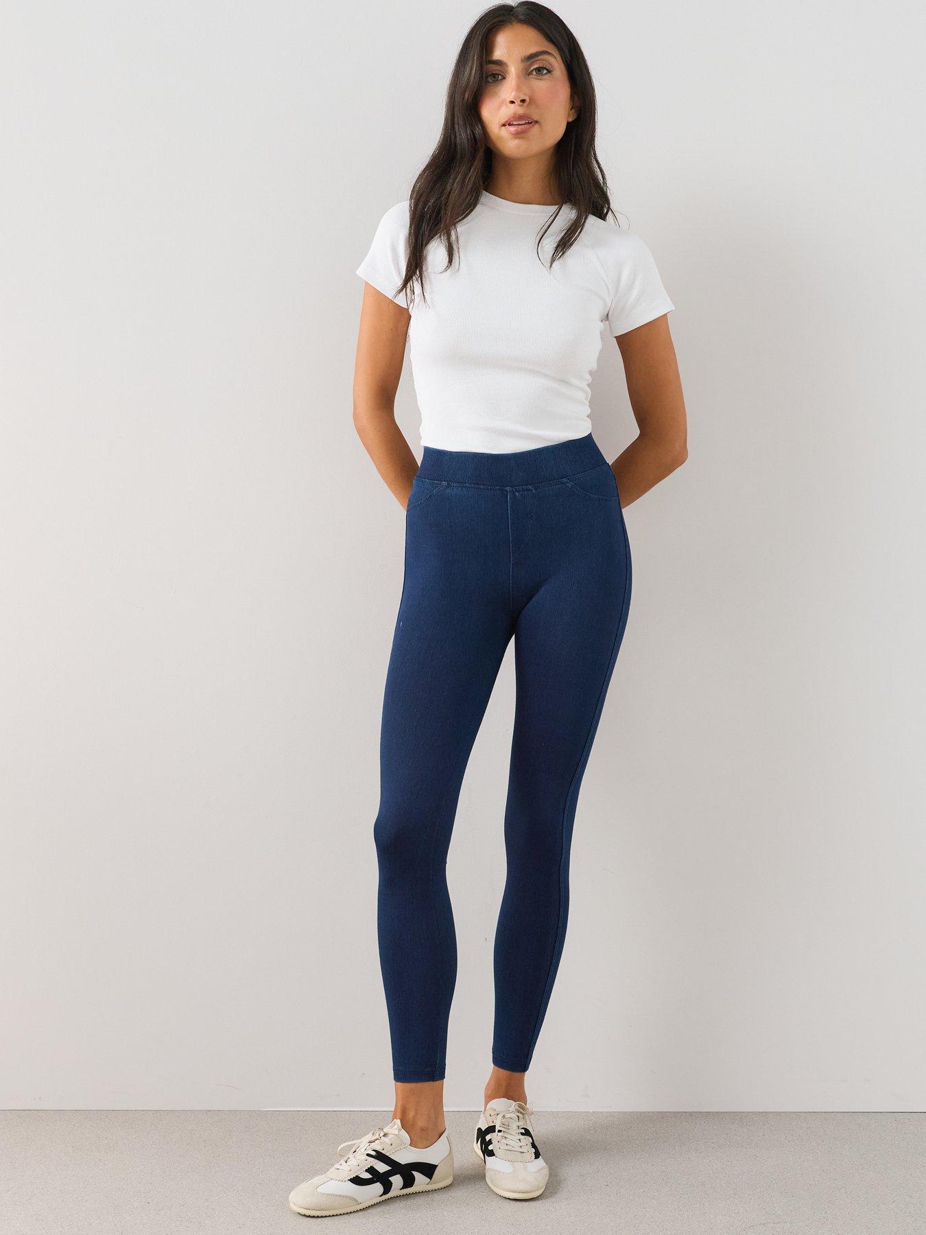 Image 6 of 7 of The Very Collection Womens Skinny Stretch Denim Look Leggings - Indigo