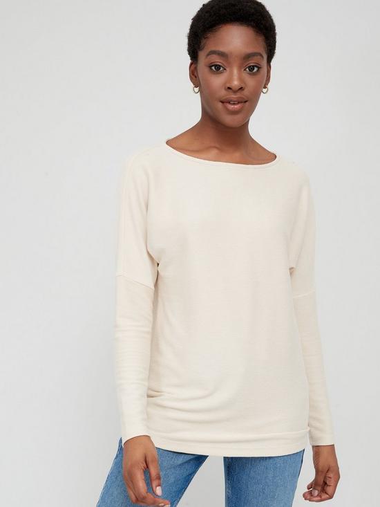 front image of v-by-very-textured-dropped-shoulder-top-cream