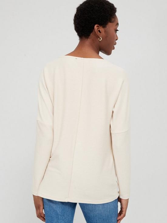 stillFront image of v-by-very-textured-dropped-shoulder-top-cream