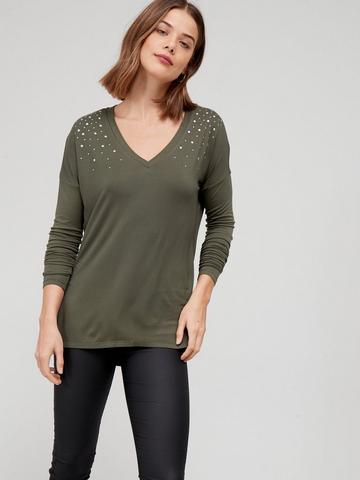 Details about   energie Womens Cold Shoulder long sleeve Basic T-Shirt
