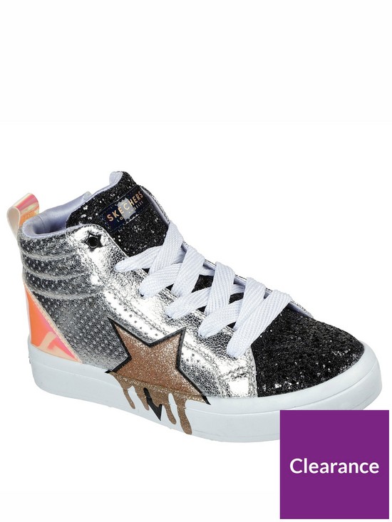 front image of skechers-hi-lite-dazzle-drip-lace-up-sneakers