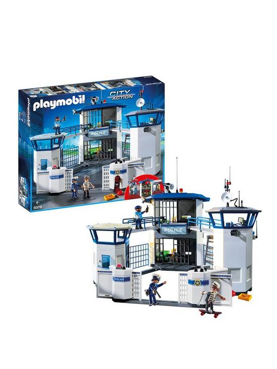 front image of playmobil-6919-city-action-police-headquarters-with-prison