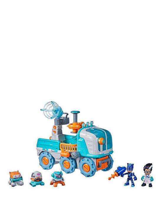 front image of pj-masks-romeo-bot-builder-pre-school-toy-2-in-1-romeo-vehicle-and-robot-factory-playset-for-children-aged-3-and-up