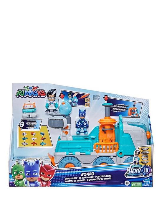 stillFront image of pj-masks-romeo-bot-builder-pre-school-toy-2-in-1-romeo-vehicle-and-robot-factory-playset-for-children-aged-3-and-up