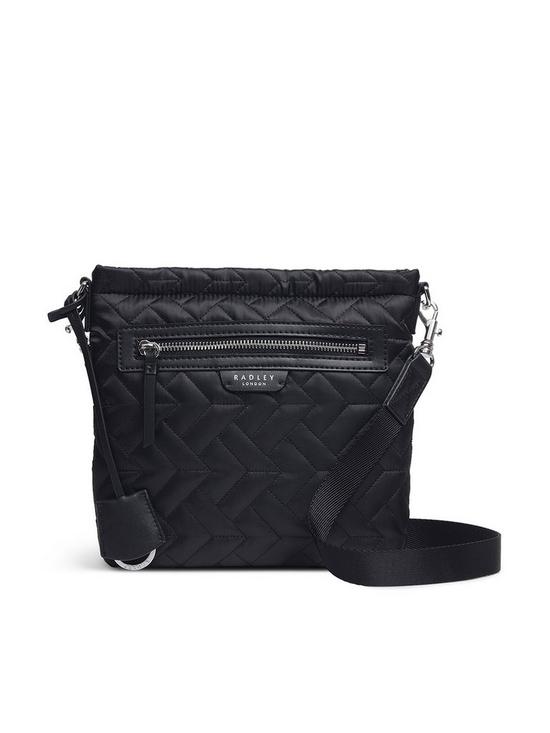 front image of radley-finsbury-park-quilted-small-crossbody-bag-black