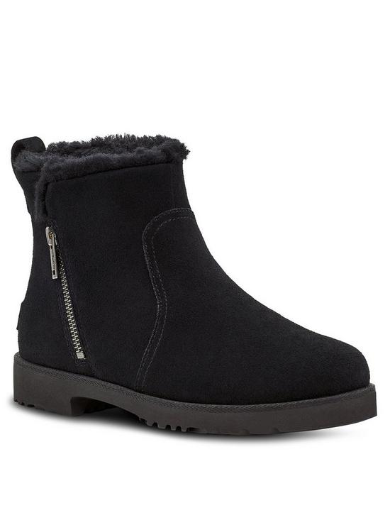 front image of ugg-romely-zip-ankle-boot-black