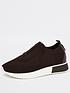 river-island-zip-front-knit-trainer-brownfront