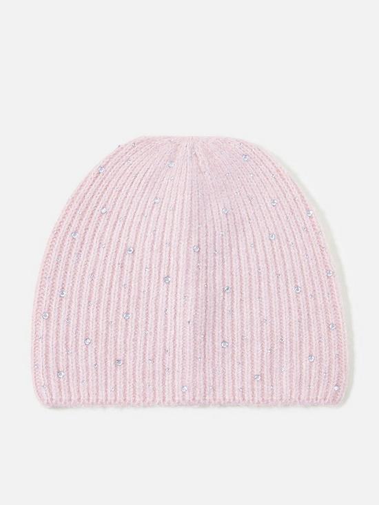front image of accessorize-girls-sparkle-gem-beanie-pink