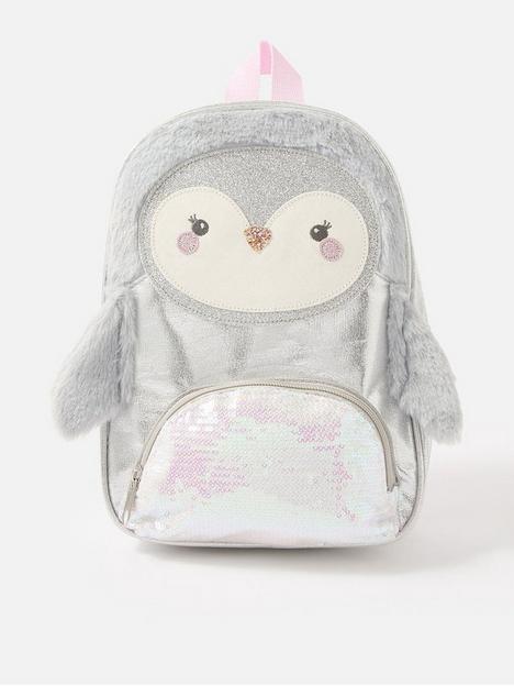 accessorize-girls-fluffy-penguin-backpack-multi