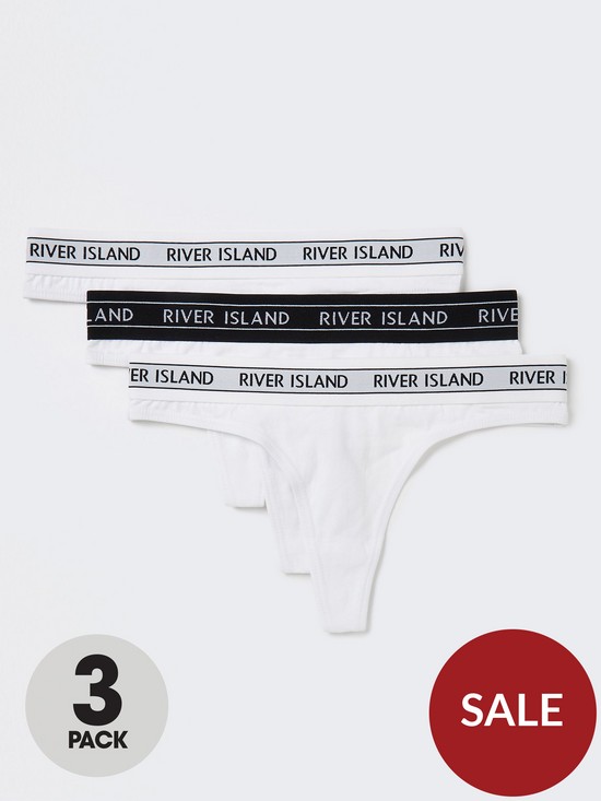 front image of river-island-3-pack-thongs-white