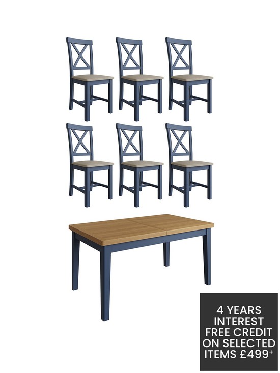 front image of k-interiors-fontananbsp160-200-cm-extending-dining-table-nbsp6-chairs-blue