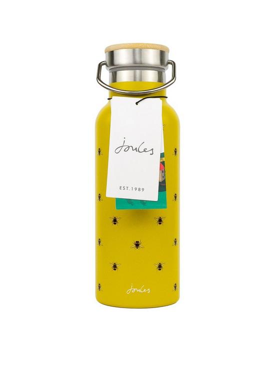 front image of joules-metal-water-bottle-bees