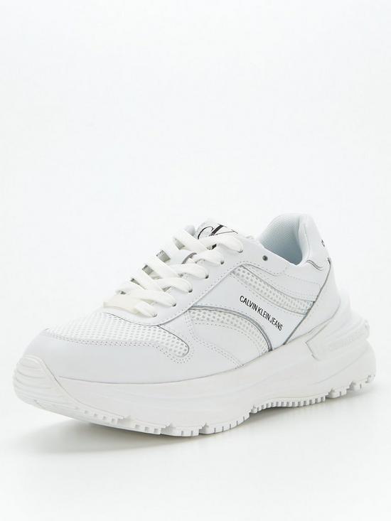 front image of calvin-klein-jeans-leather-chunky-lace-up-sneaker-white