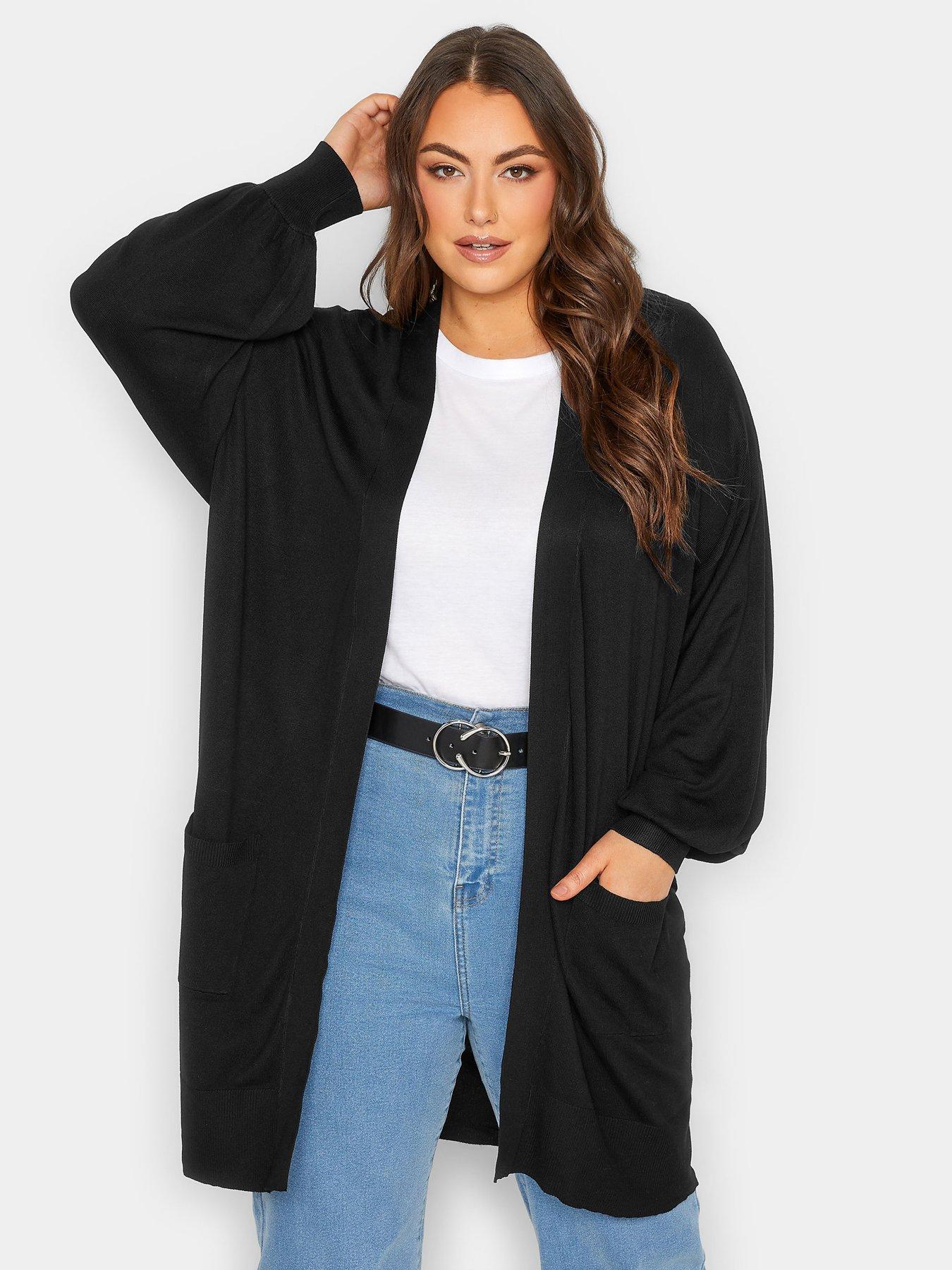 Image 1 of 4 of Yours Balloon Sleeve Fine Gauge Cardigan - Black