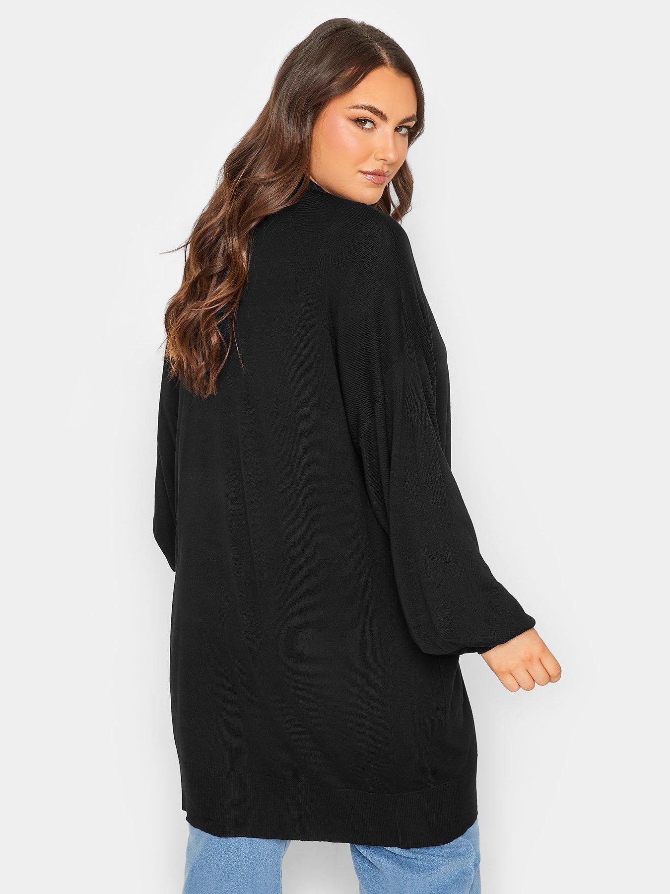 Image 2 of 4 of Yours Balloon Sleeve Fine Gauge Cardigan - Black