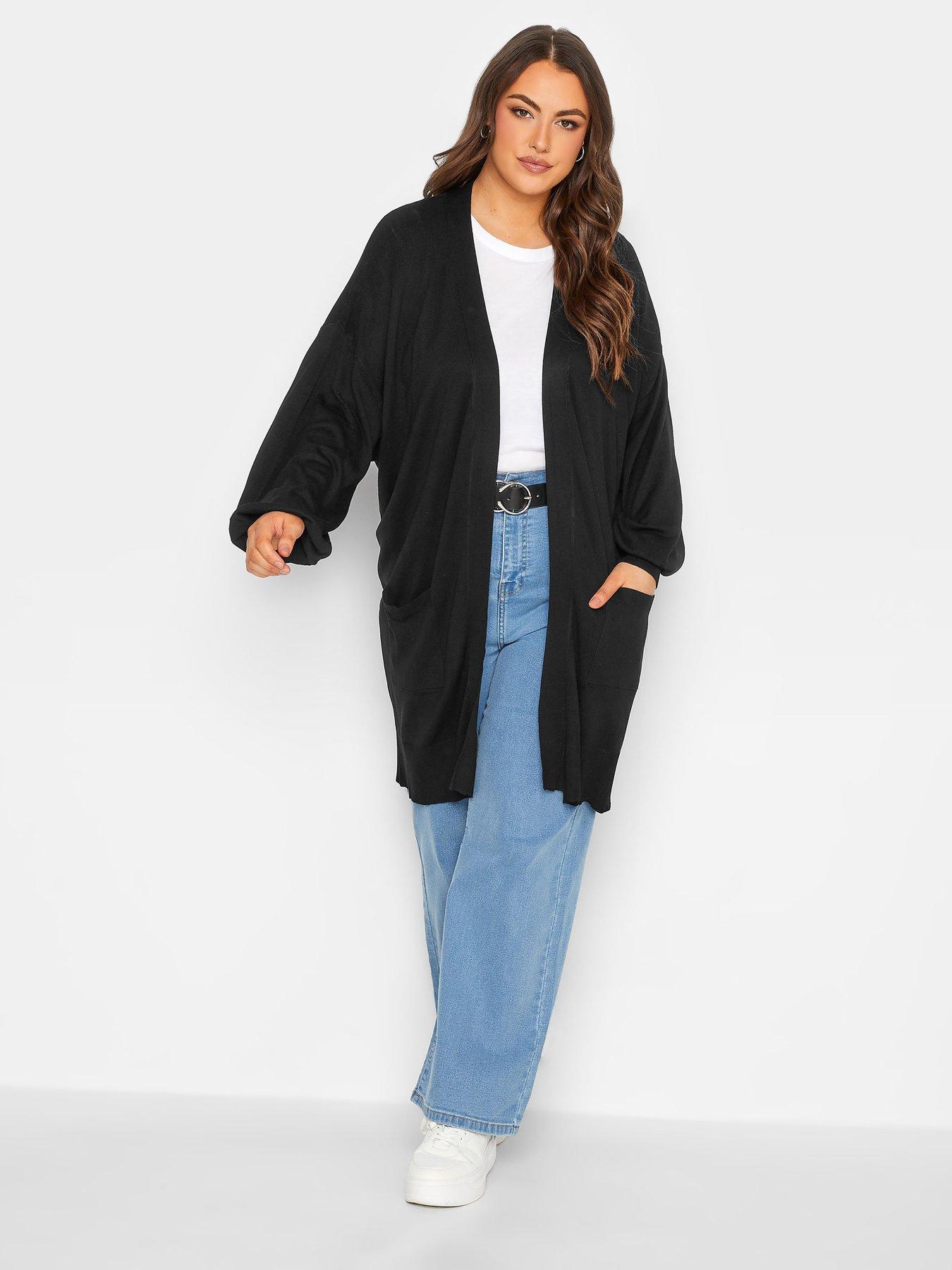 Image 3 of 4 of Yours Balloon Sleeve Fine Gauge Cardigan - Black