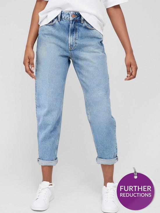 front image of v-by-very-high-waist-mom-jean--mid-wash