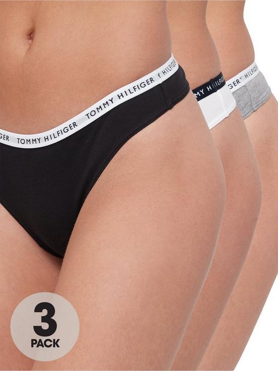 front image of tommy-hilfiger-3-pack-thong-multi