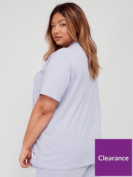 stillFront image of tommy-jeans-curve-collegiate-logo-t-shirt-lavender