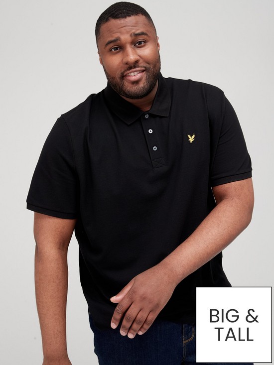 front image of lyle-scott-big-amp-tall-regular-fit-logo-polo-shirt-black
