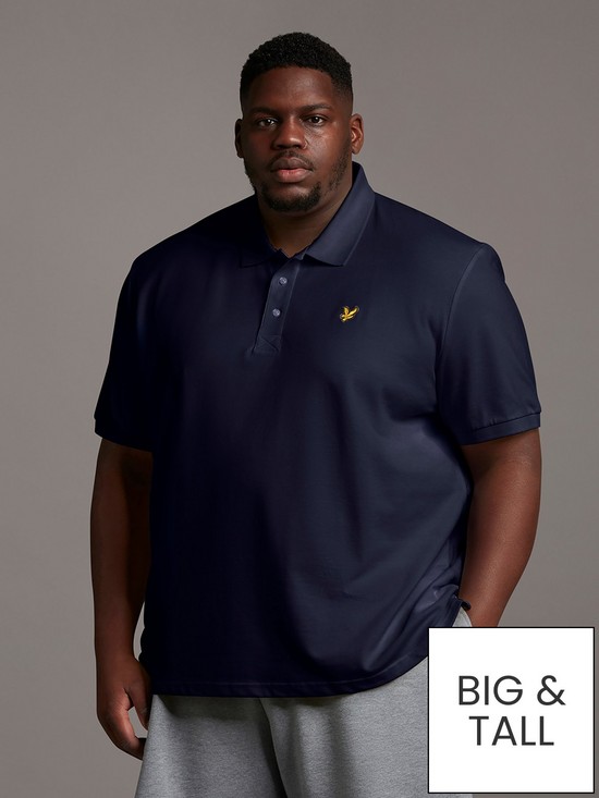 front image of lyle-scott-big-amp-tall-plain-polo-shirt-navy