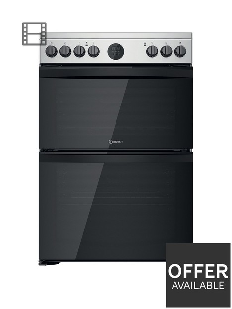 indesit-id67v9hcxnbsp60cm-wide-electric-double-oven-cooker-with-ceramic-hob-stainless-steel
