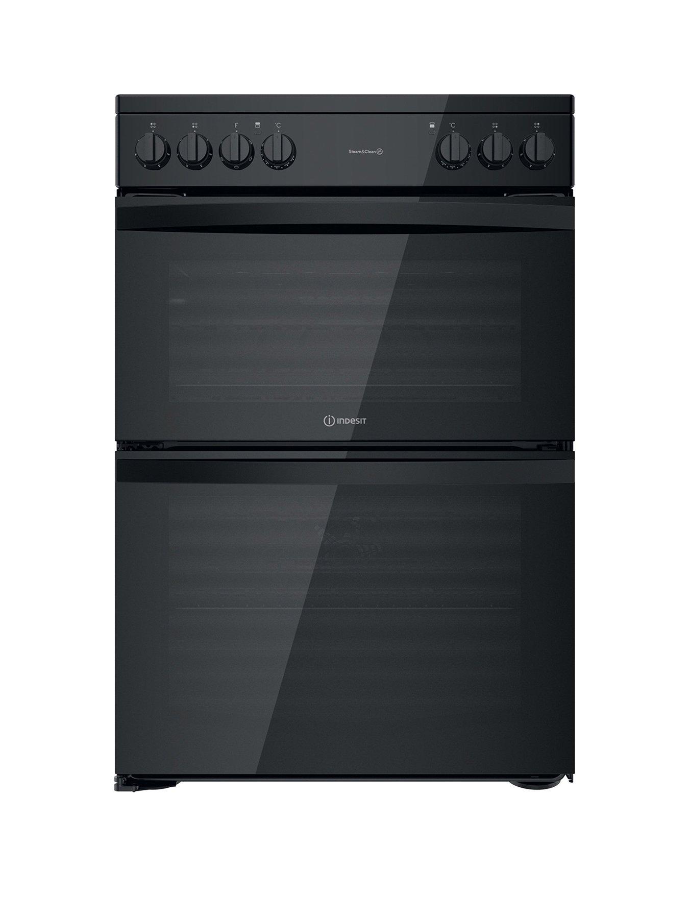 undefined ID67V9KMB 60cm Wide Double Oven Electric Cooker with Ceramic Hob - Black