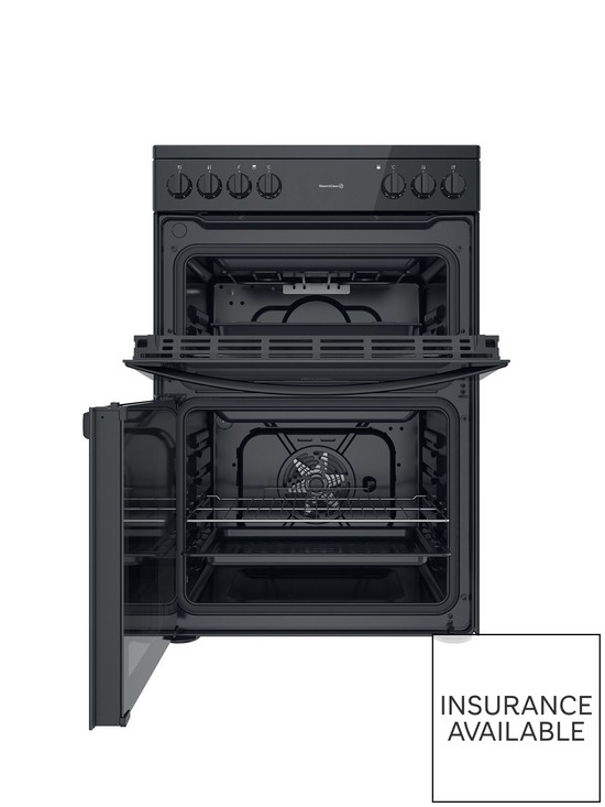 stillFront image of indesit-id67v9kmb-60cm-widenbspdouble-oven-electric-cooker-with-ceramic-hob-black