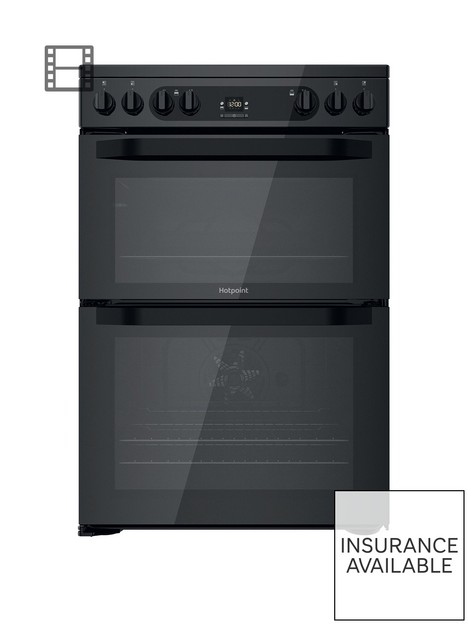 hotpoint-hdm67v92hcb-60cm-wide-double-oven-electric-cooker-with-ceramic-hob-black